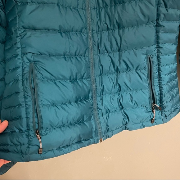 Eddie Bauer Women’s Size Large Turquoise Stormdown 800 Hooded Puffer Jacket - Picture 6 of 12